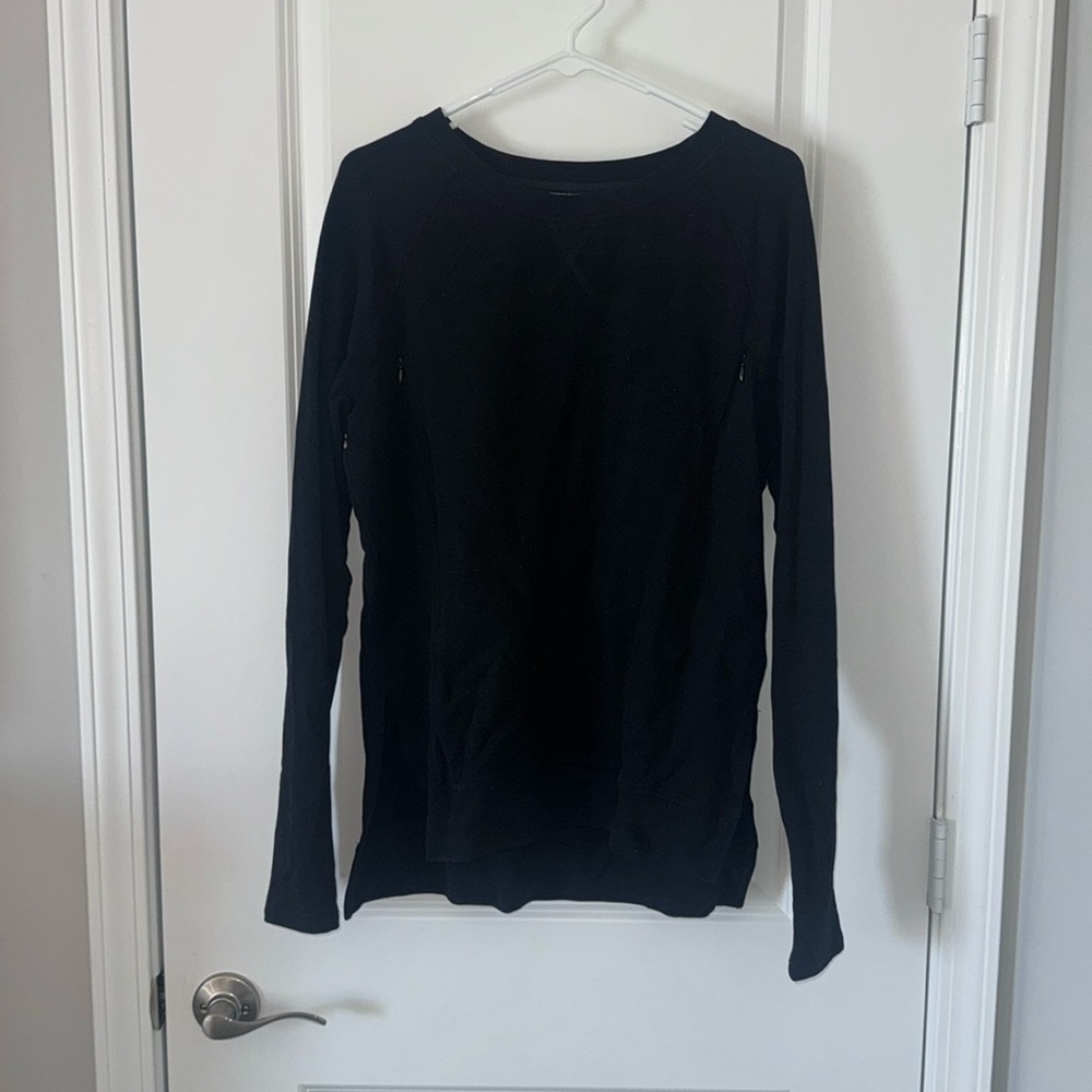 Black postpartum sweatshirt from Love & Fit w/ zippers
